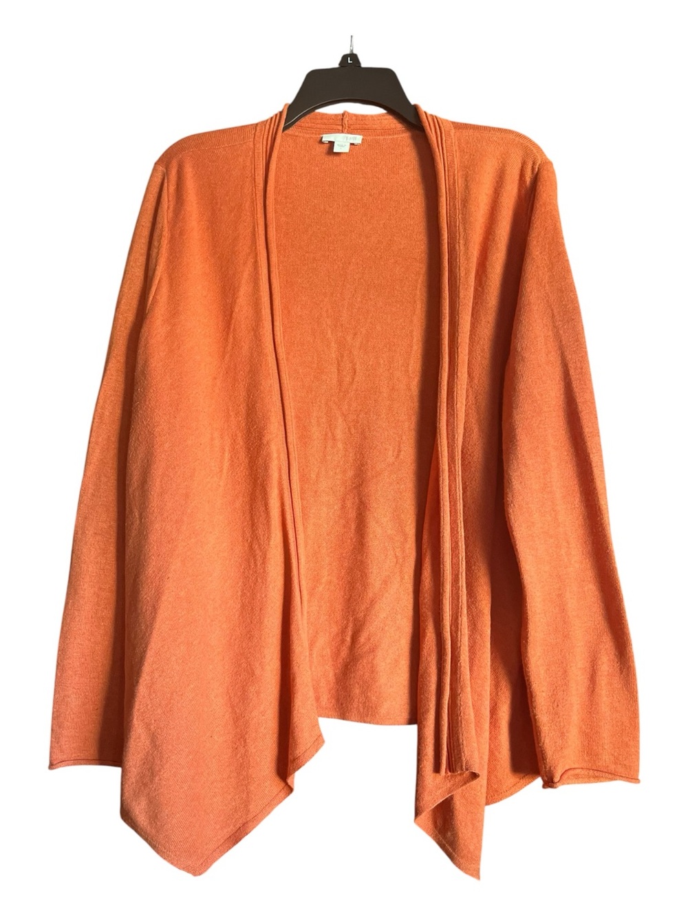 J. Jill Open Front Draped Linen Blend Cardigan Sweater Orange Coral Size L